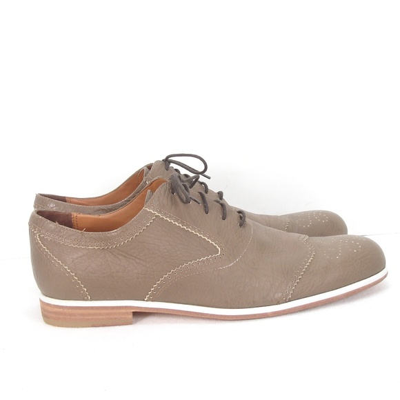 RACHEL COMEY TAUPE LEATHER LACE UP OXFORD SHOES 12